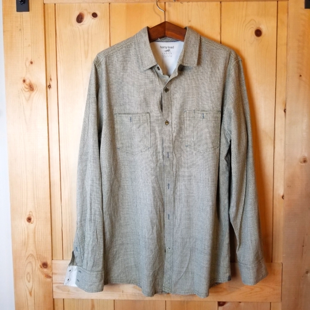 Horny Toad Organic Cotton Check Long Sleeve Button Up Shirt